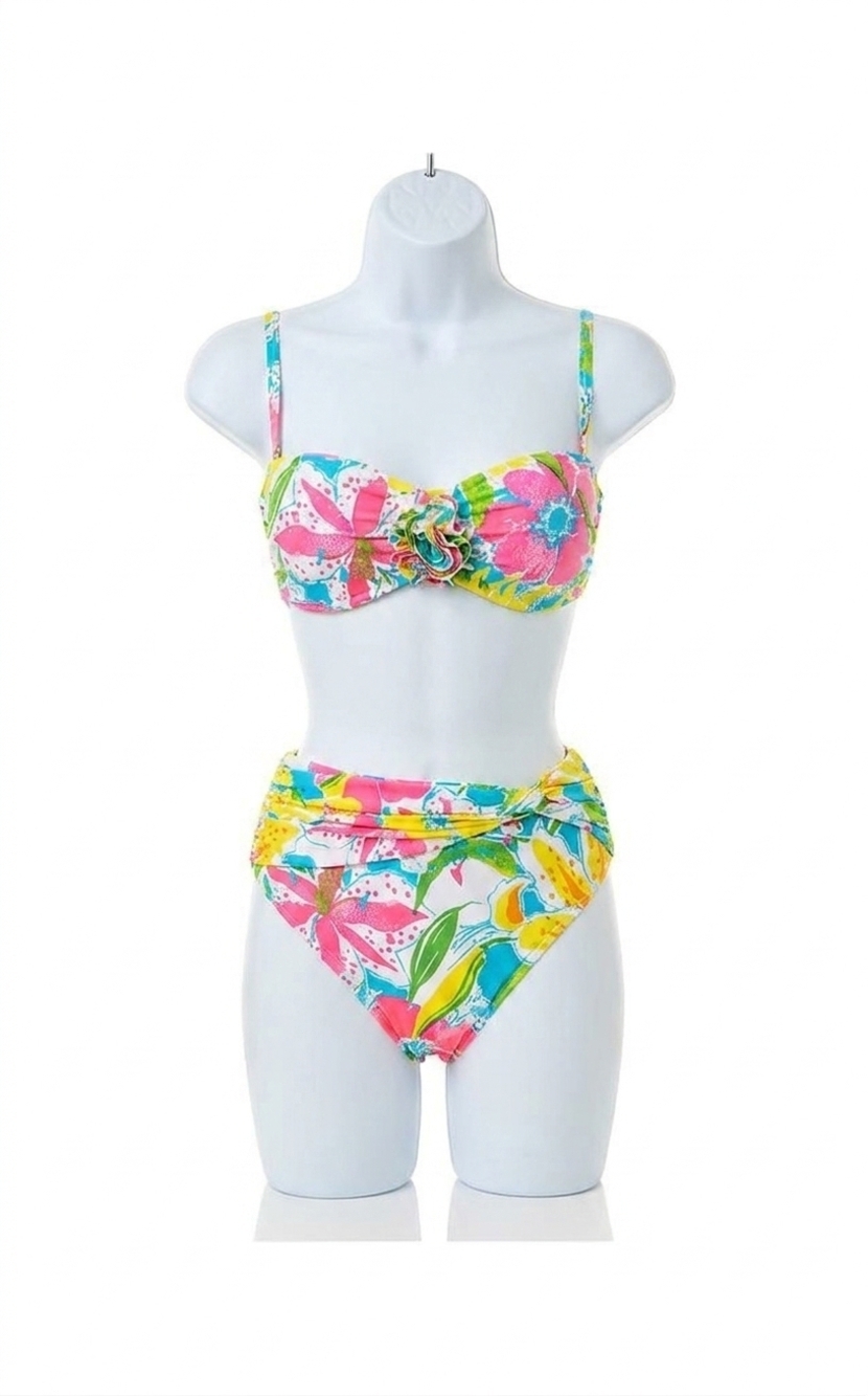 NEW LILLY PULITZER yarrow high waisted bikini bottom in multi lovely lilly